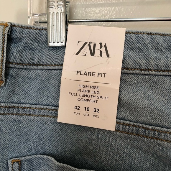 Zara Flare Fit Jeans High Rise Full Length Split New 10 - Picture 7 of 7
